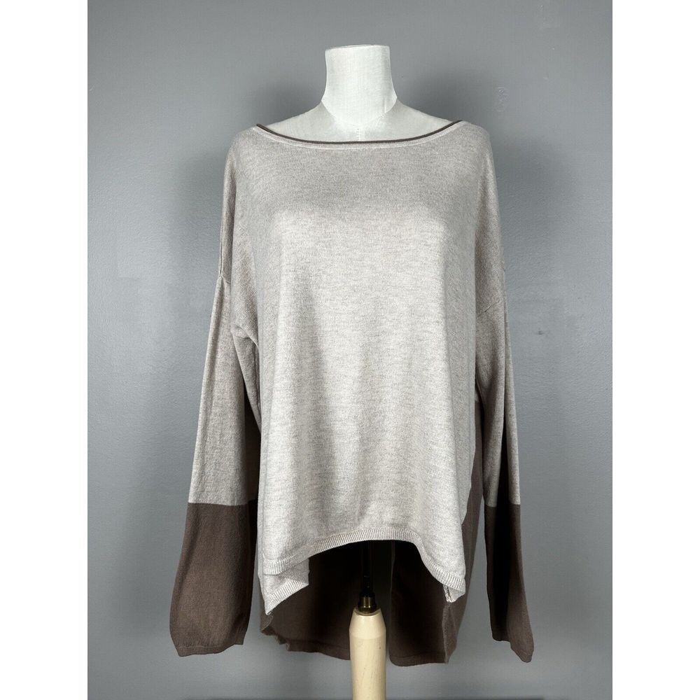 Soho NY Company Sweater Casual Colorblock Boho Cozy Zip Back Lagenlook Womens XL